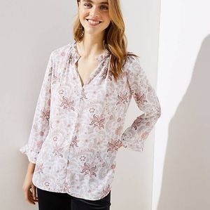 LOFT soft pink print blouse